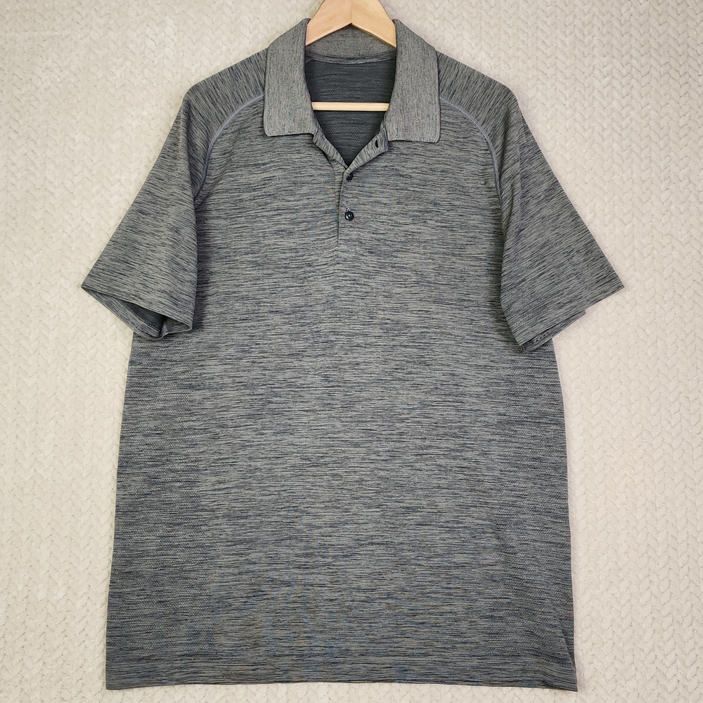 Lululemon Metal Vent Tech Polo Shirt Gray Short Sleeve‎ Active Mens XL